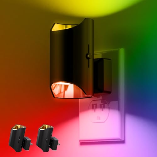 L LOHAS LED Night Lights Plug into Wall, Plug in Night Light with Dusk to Dawn Sensor, Color Changing Nightlight for Kids Hallway Bedroom Stairway Bathroom Gift and Party, 2 Pack