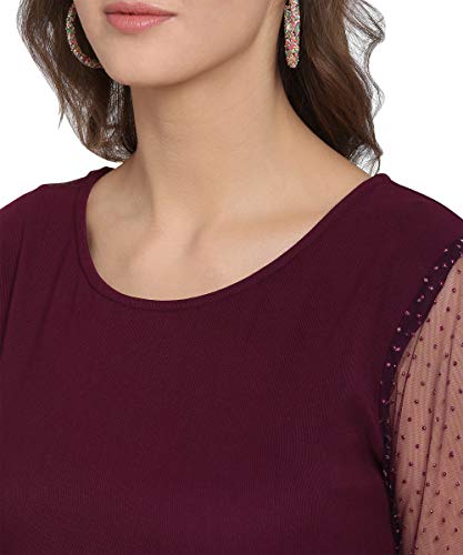 Image of OOMPH! Women's Western & Fusion wear Net A-Line Knee-Long Dress