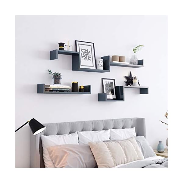 SONGMICS Wall Shelf Set of 3 Floating Shelves Storage 60/45/30 cm MDF Weight Capacity 15 kg - Image 4