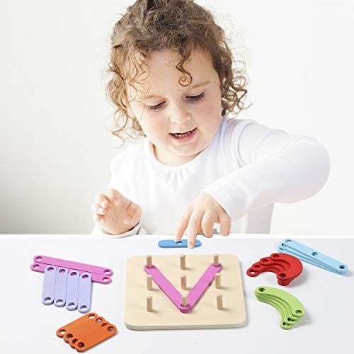 Lewo Puzzle en Bois Jeu D'activités de Construction de Lettres et de Nombres en Bois Jouet Montessori Préscolaire Jouet éducatif Forme Jeu de Reconnaissance des Couleurs pour Les Enfants - Image 3