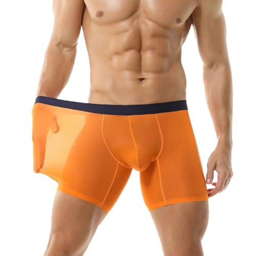 Men Sexy Trunks Ultrathin Transparent Sports Underwear Extended Panties Quick Drying Thin Bulge Pouch Boxer Shorts