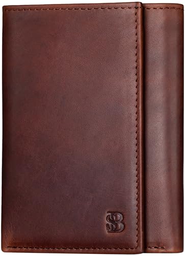 Image of SERMAN BRANDS Trifold Wallet for Men - RFID Blocking Full Grain Leather, 11 Card Slots & ID Window, Slim Everyday Carry, Durable Stitching, Gift for Him