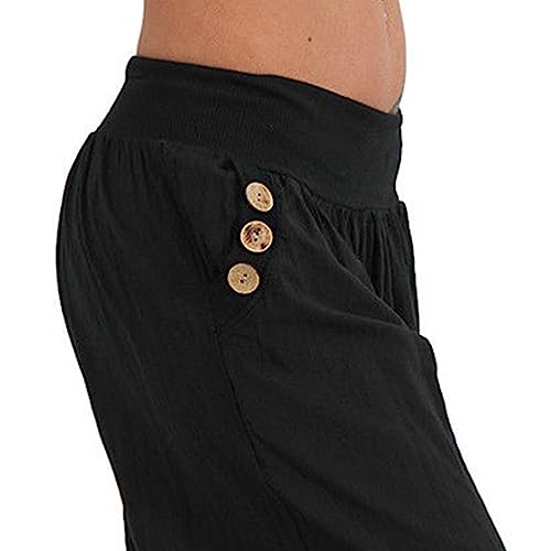 JEsilunmaMY Womens Lantern Tapered Harem Pants Plus Size Cotton Linen Slacks with Pocket Solid Color Loose Lounge Capri Pants3