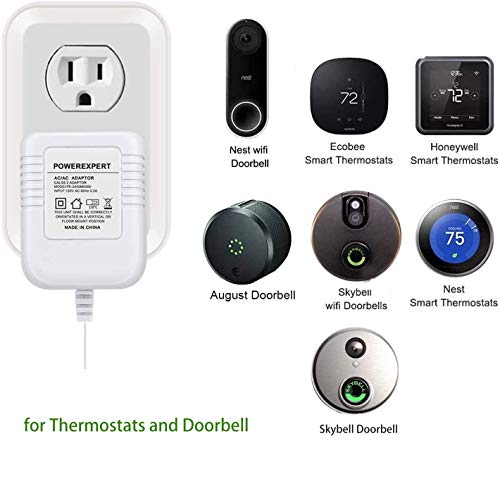 24Volt Transformer C Wire Adapter For Thermostat And All Versions Of Ring Doorbell, Compatible With Nest, Ecobee, Honeywell, Sensi, Sensi Smart Wifi Thermostat, Nest Hello Doorbell Supply Cord #TOP1