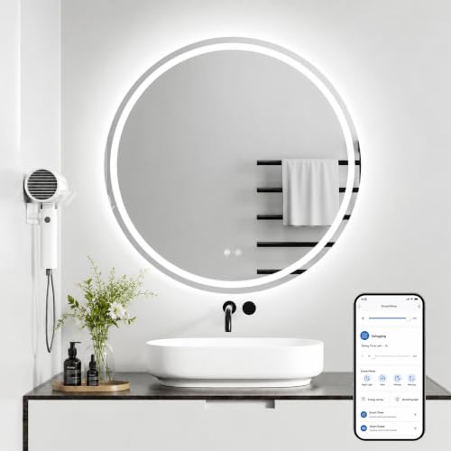 Miroir LED rond 60cm connecté intelligent avec éclairage variable et antibuée - 2