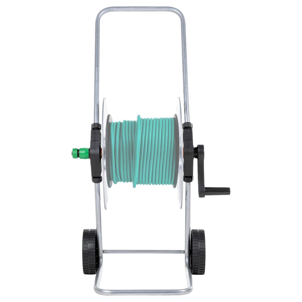 Schlauchwagen aus verzinktem Stahl für Garten, robuster Gartenschlauchhalter mit Rädern, Schlauchtrommel für 50 m 1/2 Zoll oder 35 m 3/4 Zoll Schlauch, fahrbar