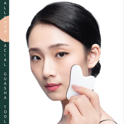 Allshow Gua Sha Facial Tools Set, 4 Pcs Gua Sha Scraping Massage Tool，Ceramics Guasha Board For Spa Acupuncture Therapy Trigger Point Treatment, Face Massager For Facial Skincare #TOP6