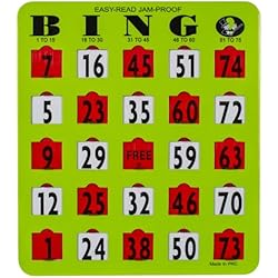 MR CHIPS Jam-Proof Easy-Read Large Print Fingertip Bingo Cards with Sliding Windows - Green 100 Pack - for Seniors, Nursing Homes & Large Groups