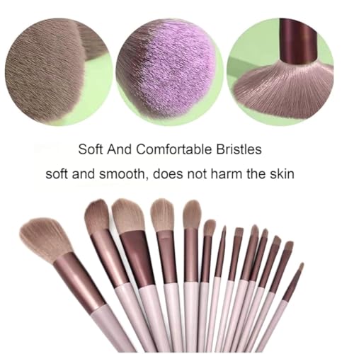 Image of Luxury Makeup Brush Set - Elegant Brown Handle Beauty Tools for Foundation, Highlighting, and Eyeshadow