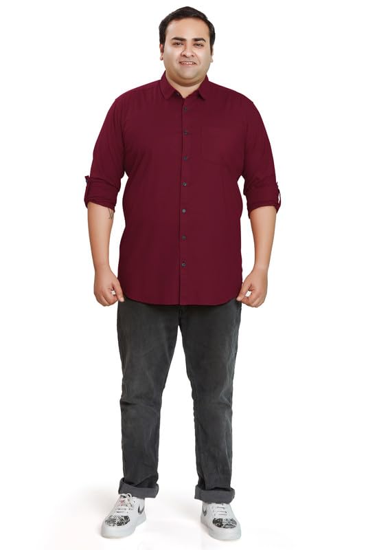 Image of BE ACTIVE Plus Size Lycra Cotton Satin for Men Shirts|| All Plus Size Men|| Cotton Stylish Full Sleeves Shirt for Men