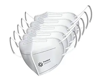 Promisca N95 Reusable Face Mask, Protective 5 Layered Filtration with Meltblown & Hot Air Cotton Layers (Pack of 5, White) for Men Women and Children, Without Valve