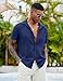 COOFANDY Mens Vacation Shirts Short Sleeve Casual Button Up Shirts Fashion Textured Beach Shirt Navy Blue