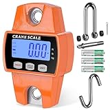 RoMech 660lb Digital Hanging Scale with Cast Aluminum Case, Handheld 300Kg Mini Crane Scale with Hooks for Farm Hunting Fishing Outdoor (Orange)