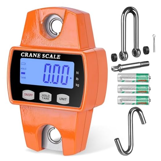 RoMech 660lb Digital Hanging Scale with Cast Aluminum Case, Handheld 300Kg Mini Crane Scale with Hooks for Farm Hunting Fishing Outdoor (Orange)
