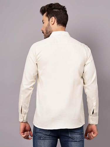 Image of FILO HEVIS Men's Solid Regular Fit Cotton Casual Shirt with Spread Collar & Full Sleeves.
