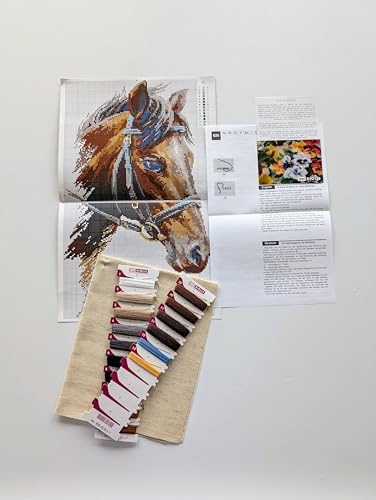 Image of RIOLIS - Bulat 826, Counted Cross Stitch Kit 9,45 inch x15,75, Brown Horse Embroidery Kit, Cross Stitch Patterns for Adults with Horse, Cross Stitch Kits for Adults Advanced & Beginners