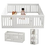 ベビーサークル 収納棚に変形可能 大型 ドアロック付き ペット用可能 ドアロック付き 滑り止め安全設計 滑り止め 簡単設置 出産祝い 1.8m*2m