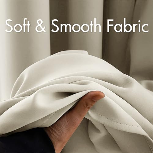Image of MIULEE Cream Blackout Bedroom Curtains Drapes 84 Inch Long 52 inchx84 inch | Grommet Top, Room Darkening Window Drapes, Privacy Protection, Thermal Insulated, Heat Blocking, Light Blocking