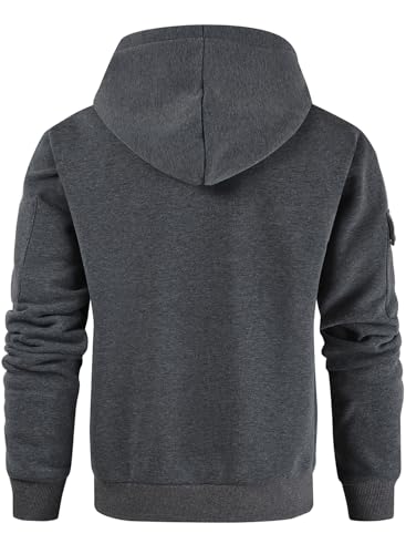Leidowei Men's Hoodies Casual Pullover Hooded Sweatshirt Long Sleeve Quarter Zip Hoody Tops With Kangaroo Pocket3