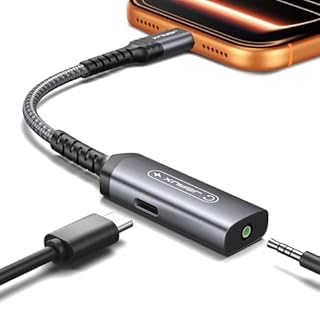 JSAUX USB C Headphone Adapter and Charger, 2-in-1 Type to 3.5mm Audio with PD 60W Fast Charging for iPhone 16 Pro/16 Pro Max/16/16 Plus/15 Pro Max/15 Pro,Samsung S24/S24+/S23/S22/S21,iPad Pro-Red