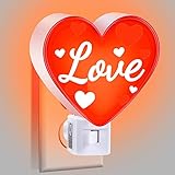 Meonum Valentine's Day Red Love Hearts Night Light,UL Certification Plug-in Lamp...