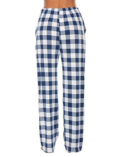 Image of Ekouaer Women Pajama Pants Comfy Pj Bottom with Pockets Stretch Plaid Sleepwear