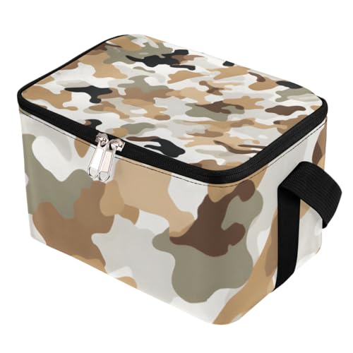 GzLeyigou Lunch Bags for Women Men 9 Cans,Brown Camouflage Hot & Cold Food Delivery Bag Insulated Grocery Bag Insulated Lunch Box Abstract Military Cooler Bag for Office Work Picnic Beach
