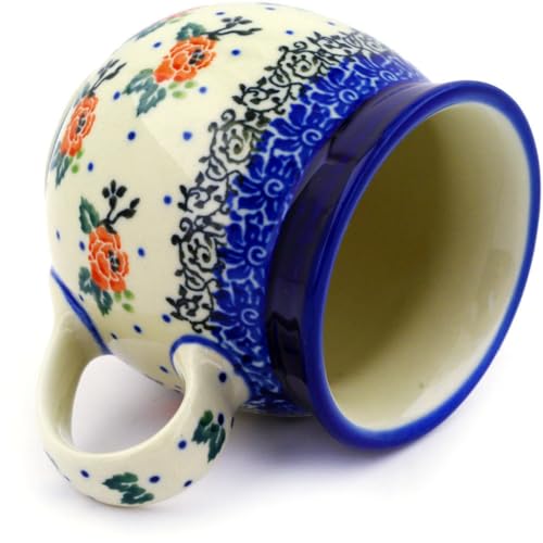 Taza artesanal polaca Polish Pottery 8 oz con patrón Pasadena Delight miniatura 2