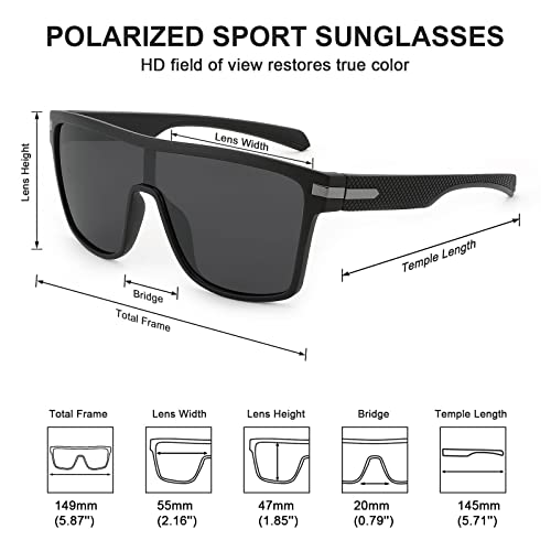 Louriy Flat Top Polarized Sport Sunglasses Men Vintage Square Shield Cycling Running Fishing Golf Hiking Sport Glasses Tr90 #TOP3