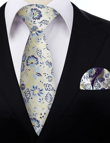 Image of Alizeal Mens 3.15inches Leaf Flower Pattern Tie Set