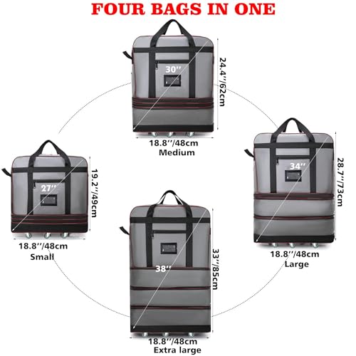ELDA Expandable Foldable Suitcase Luggage with Universal Wheels Rolling Travel Bag Duffel Bag for Men Women Large Capacity Lightweight Luggages