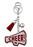 Cheer Keychain Bling Cheerleading Gifts for Girls Teens Cheerleading Gift for Cheerleader Bag Charms for Purse Handbags Backpacks Rhinestone Accessories Cheer Gifts Bulk for Team Red