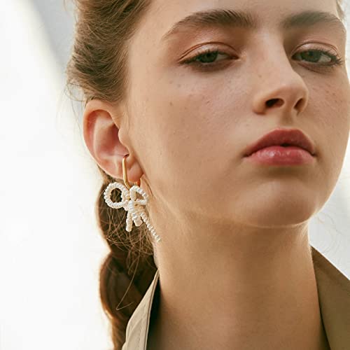 Pn S925 Sterling Silver Pearl Butterfly Dangle Ear Cuff, Non Piercing Adjustable Clip On Cartilage Earrings Painless Ear Wrap For Women - Single #TOP4