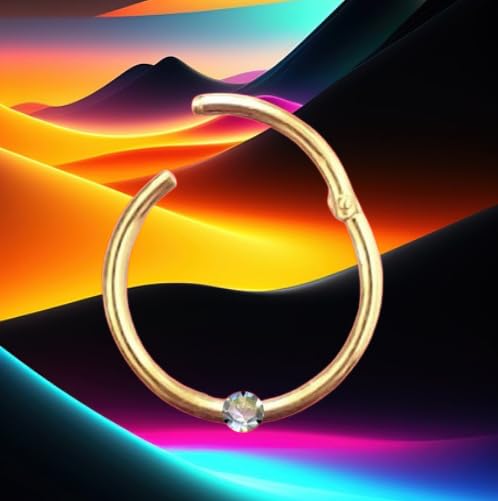 Generisch I Clicker Piercing I Maße: 1,0 x 10 x 1,4 I Echter Diamant + Echt 585 Massiv Gelbgold I