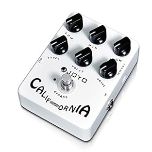 JOYO California Sound guitar effect pedal simulate the sound of the Mesa Boogie MKII amplifier and get lots of natural and focused rock tones, from low gain overdrive to thick, full, distortion, one of the most revered tube amps ever made. The Califo...