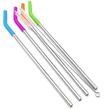 Big Drinking Straws Reusable 12' Extra Long 8mm Extra Wide Food-Grade 18/8 Stainless Steel Silicone...