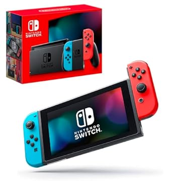 Nintendo, Console, Nintendo Switch, Nacional, V2, Portátil e Doméstico, Bateria de até 9 Horas, Inclui Joy-Con com Suporte e Alças, 1 ano de Garantia, Azul Neon e Vermelho Neon