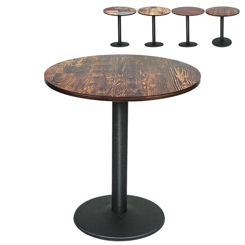 XUANYU Rond Table à Manger pour 4 Personnes, φ60 cm Table de Cuisine Industriel avec Pied en Fer, Tables de Bistro/Salle à Manger/Salon (Marron-Noir,...