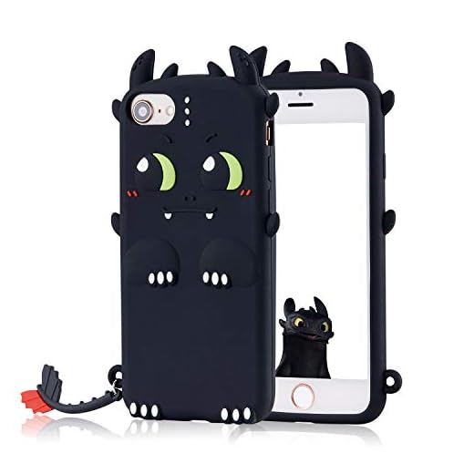 Coralogo Case Compatible for iPod Touch 7/6/5, Cute Animal Cartoon Fashion Character Soft Cover Shockproof Girls Women, Cool Fun Funny Silicone Protective Cases Skin for iTouch 5/6/7 (Black Toothless