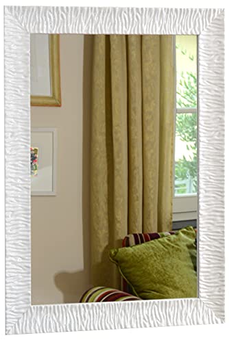 GaviaStore - Julie Blanche 70x50 cm - Miroir Mural Moderne (18 Tailles et Couleurs) Grand mirroir muraux Art déco Salon Mur Chambre Salle Bain Cuisine entrée Maison