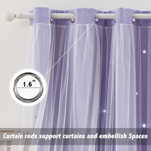 Image of indistar Star Cutout Kids Window Blackout Curtains for Girl Bedroom Window Room Darkening Curtains & Drapes Baby Nursery Curtains (2 Panel,35Wx72L inch,Lavender)