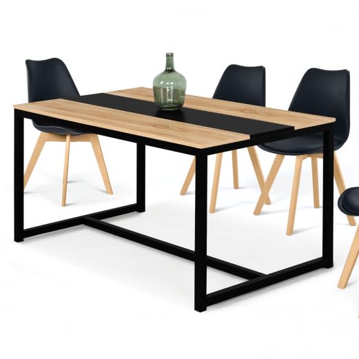 IDMarket - Mesa de comedor rectangular Dover para 4 personas, diseño industrial (120 cm), color negro
