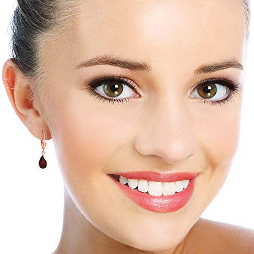 2.45 Carat 14k Solid Rose Gold Leverback Earrings with Natural Garnet2