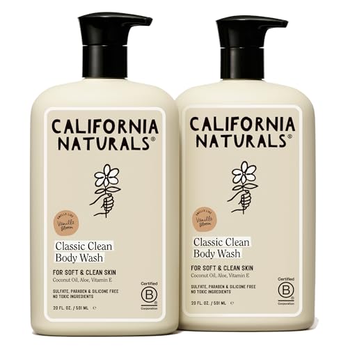 California Naturals Classic Clean Vanilla Bloom Body Wash 2-Pack Coconut Oil Shea Butter & Aloe Naturally Scented Sulfate Paraben & Silicone Free 20 oz
