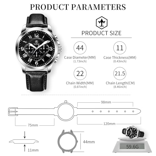 Leather Watches for Men Casual Waterproof Men's Chronograph Watch Luxury Dress Men Watch Classic Stainless Steel Analog Quartz Mens Wrist Watches with Date Luminous Large Face4