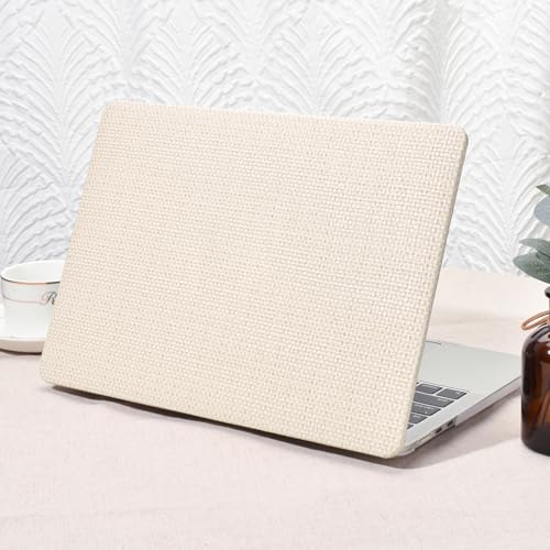 Seorsok Compatible with MacBook Air 15 inch Case 2025 2024 2023 Release M4 A3241 M3 A3114 M2 A2941 Touch ID,Leather Plastic Hard Shell Case Transparent Keyboard Cover,Beige Woven Fabric by Seorsok - Used condition - CA$18.75