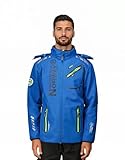 Geographical Norway Chaqueta Softshell Hombre Royaudb Dsitribrands Production Impermeable Cortaviento con Capucha para Exterior Rutas Senderismo Esquí Invierno Otoño Primavera (Azul Real Verde XL)
