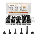 Cicidorai M6 x 8mm 12mm 16mm 20mm 25mm Hex Socket Head Cap Screws Bolts, 12.9 Grade Alloy Steel, Black Oxide Finish, Fully Threaded, Metric Allen Hex Drive, Assortment Kit 50Pcs