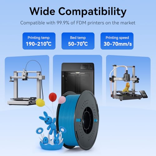 Image of Kingroon PLA Filament 1.75mm 3D Printer Filament Blue Pla Filament 1kg Filament Dimensional Accuracy + /- 0.02mm, Fit Most FDM Printer,Light Blue