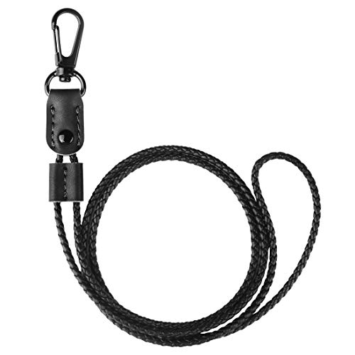 UTOPER Neck Lanyard Braided Leather Badge Lanyards Adjustable Length Necklace Long Strap for ID Card Badge HoldersStudent Office Staff Work Card HolderPassesKeychainMobile PhoneBlack